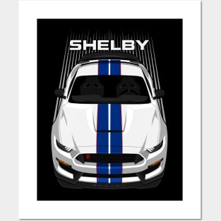 Ford Mustang Shelby GT350R 2015 - 2020 - White - Blue Stripes Posters and Art